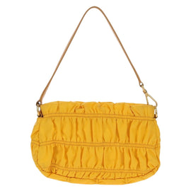 PRADA Gathered Accessory Pouch Nylon Yellow Gold Auth 160840V - 0
