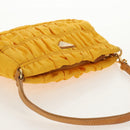 PRADA Gathered Accessory Pouch Nylon Yellow Gold Auth 160840V-8