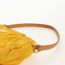 PRADA Gathered Accessory Pouch Nylon Yellow Gold Auth 160840V-14