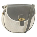 Christian Dior Honeycomb Canvas Shoulder Bag PVC Gold White Auth 160841-1