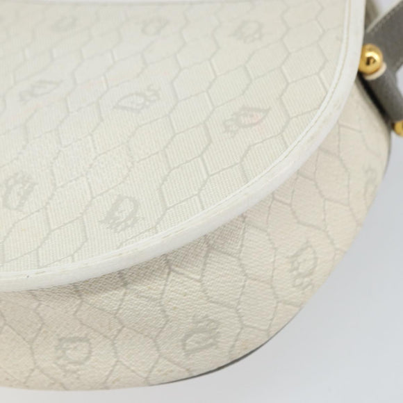 Christian Dior Honeycomb Canvas Shoulder Bag PVC Gold White Auth 160841