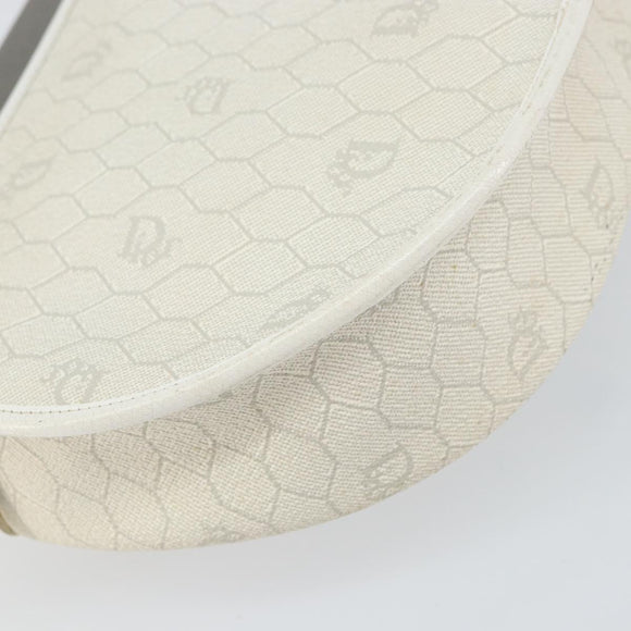 Christian Dior Honeycomb Canvas Shoulder Bag PVC Gold White Auth 160841