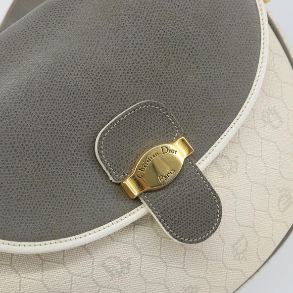 Christian Dior Honeycomb Canvas Shoulder Bag PVC Gold White Auth 160841