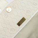 Christian Dior Honeycomb Canvas Shoulder Bag PVC Gold White Auth 160841-16