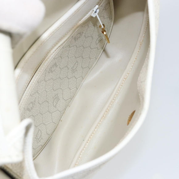 Christian Dior Honeycomb Canvas Shoulder Bag PVC Gold White Auth 160841