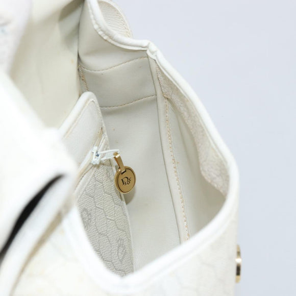 Christian Dior Honeycomb Canvas Shoulder Bag PVC Gold White Auth 160841