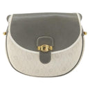 Christian Dior Honeycomb Canvas Shoulder Bag PVC Gold White Auth 160841-2
