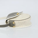 Christian Dior Honeycomb Canvas Shoulder Bag PVC Gold White Auth 160841-5