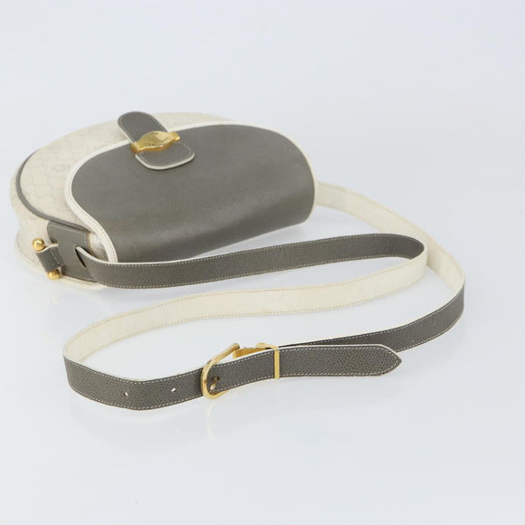 Christian Dior Honeycomb Canvas Shoulder Bag PVC Gold White Auth 160841