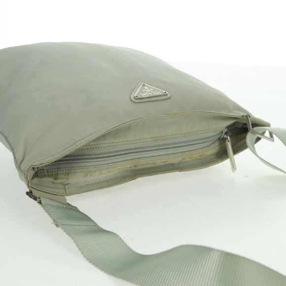 PRADA Shoulder Bag Nylon Gray Auth 160842