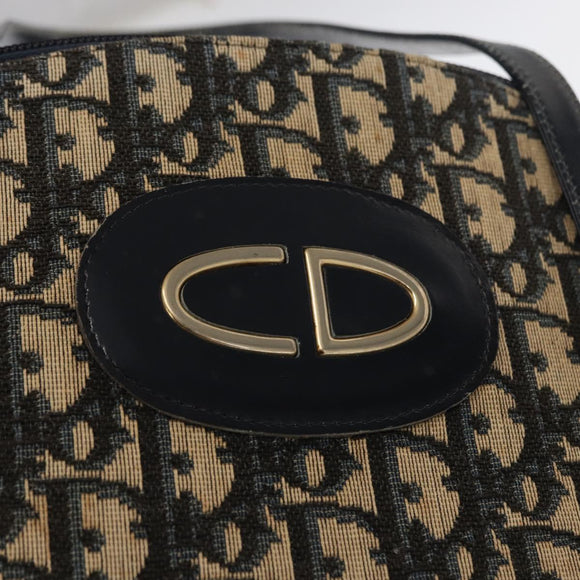 Christian Dior Trotter Canvas Hand Bag Navy Gold Auth 160843