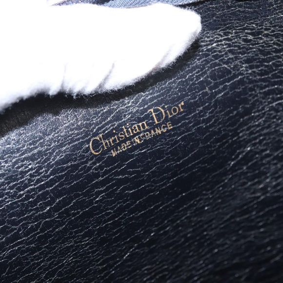 Christian Dior Trotter Canvas Hand Bag Navy Gold Auth 160843