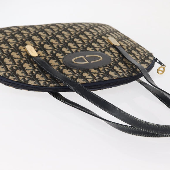 Christian Dior Trotter Canvas Hand Bag Navy Gold Auth 160843