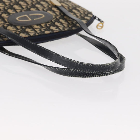 Christian Dior Trotter Canvas Hand Bag Navy Gold Auth 160843