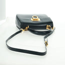Salvatore Ferragamo Gancini Hand Bag Leather 2way Black Gold Auth 160846-9