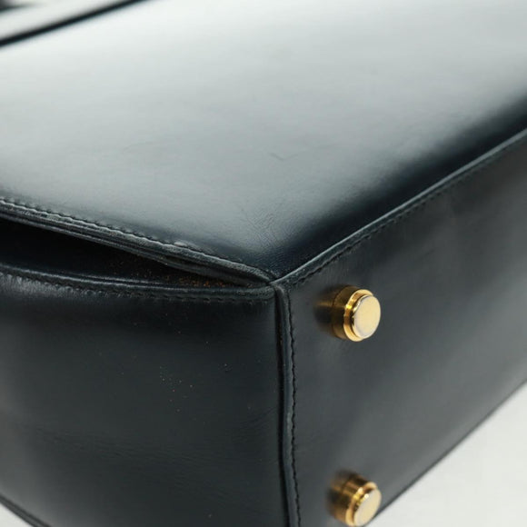 Salvatore Ferragamo Gancini Hand Bag Leather 2way Black Gold Auth 160846