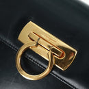 Salvatore Ferragamo Gancini Hand Bag Leather 2way Black Gold Auth 160846-22
