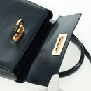 Salvatore Ferragamo Gancini Hand Bag Leather 2way Black Gold Auth 160846-23