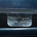 Salvatore Ferragamo Gancini Hand Bag Leather 2way Black Gold Auth 160846-12
