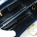 Salvatore Ferragamo Gancini Hand Bag Leather 2way Black Gold Auth 160846-11