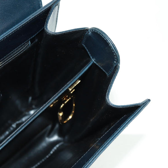 Salvatore Ferragamo Gancini Hand Bag Leather 2way Black Gold Auth 160846