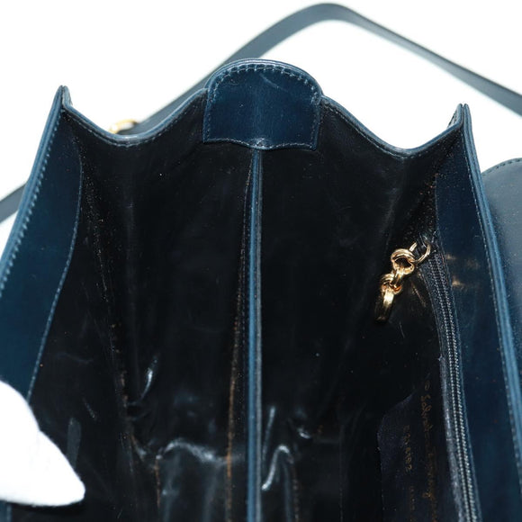 Salvatore Ferragamo Gancini Hand Bag Leather 2way Black Gold Auth 160846