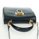 Salvatore Ferragamo Gancini Hand Bag Leather 2way Black Gold Auth 160846-7