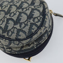 Christian Dior Trotter Canvas Saddle Pouch Navy Gold Auth 160847-10