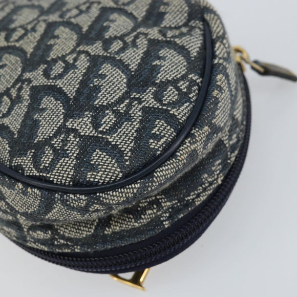 Christian Dior Trotter Canvas Saddle Pouch Navy Gold Auth 160847