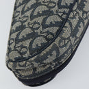 Christian Dior Trotter Canvas Saddle Pouch Navy Gold Auth 160847-11