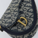 Christian Dior Trotter Canvas Saddle Pouch Navy Gold Auth 160847-12