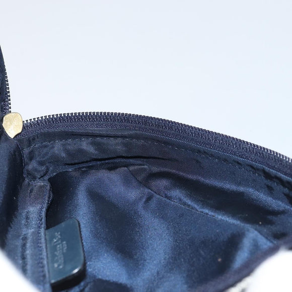 Christian Dior Trotter Canvas Saddle Pouch Navy Gold Auth 160847