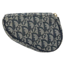 Christian Dior Trotter Canvas Saddle Pouch Navy Gold Auth 160847-3