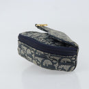Christian Dior Trotter Canvas Saddle Pouch Navy Gold Auth 160847-4