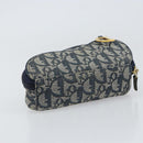 Christian Dior Trotter Canvas Saddle Pouch Navy Gold Auth 160847-6