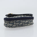 Christian Dior Trotter Canvas Saddle Pouch Navy Gold Auth 160847-7