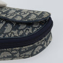 Christian Dior Trotter Canvas Saddle Pouch Navy Gold Auth 160847-8
