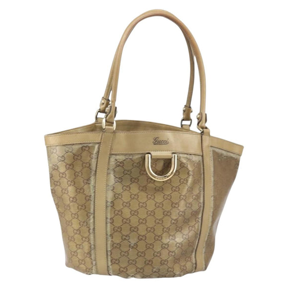 GUCCI GG Crystal Abbey Tote Bag Gold 211982 Auth 160848
