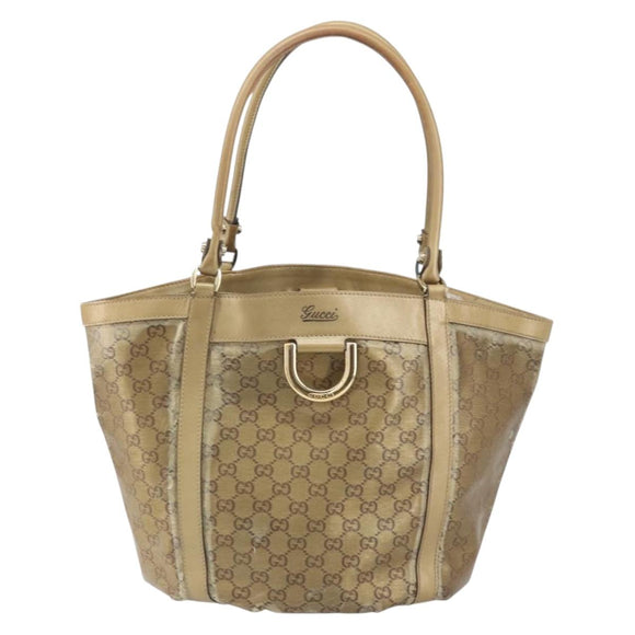 GUCCI GG Crystal Abbey Tote Bag Gold 211982 Auth 160848