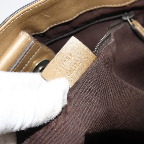 GUCCI GG Crystal Abbey Tote Bag Gold 211982 Auth 160848