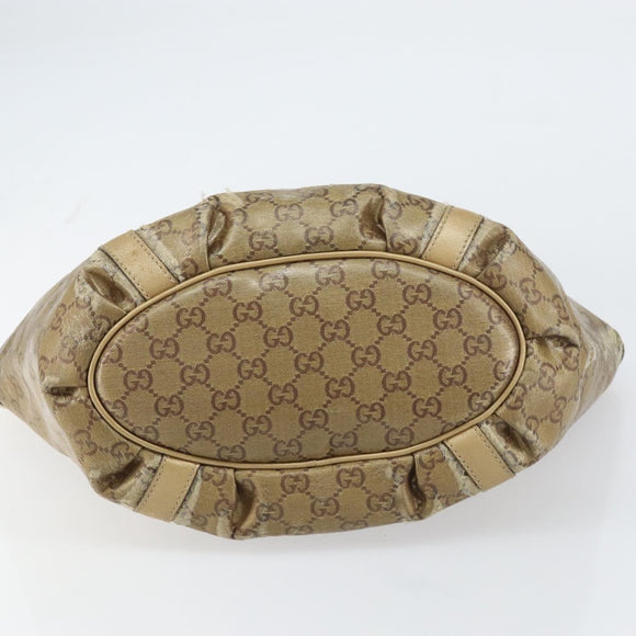 GUCCI GG Crystal Abbey Tote Bag Gold 211982 Auth 160848