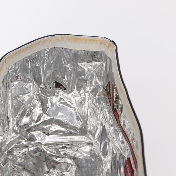 CHANEL Chain Tote Bag No5 Canvas Navy Silver CC Auth 160849