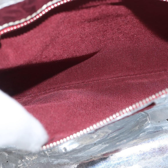 CHANEL Chain Tote Bag No5 Canvas Navy Silver CC Auth 160849