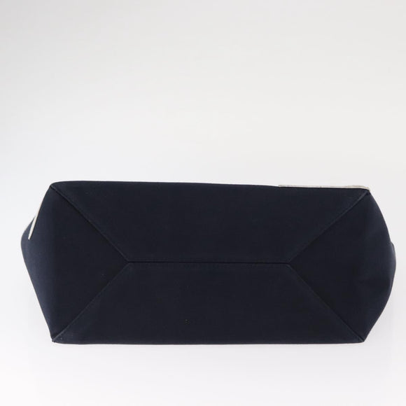 CHANEL Chain Tote Bag No5 Canvas Navy Silver CC Auth 160849