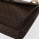 CELINE Macadam Canvas Hand Bag PVC Leather Brown Gold Auth 160851-14