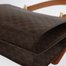 CELINE Macadam Canvas Hand Bag PVC Leather Brown Gold Auth 160851-16