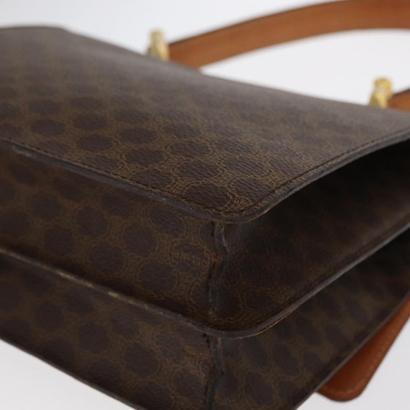 CELINE Macadam Canvas Hand Bag PVC Leather Brown Gold Auth 160851