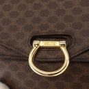 CELINE Macadam Canvas Hand Bag PVC Leather Brown Gold Auth 160851-17