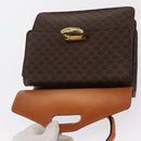 CELINE Macadam Canvas Hand Bag PVC Leather Brown Gold Auth 160851-18