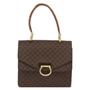 CELINE Macadam Canvas Hand Bag PVC Leather Brown Gold Auth 160851-13